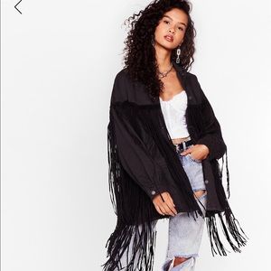 FRINGE oversized denim jacket